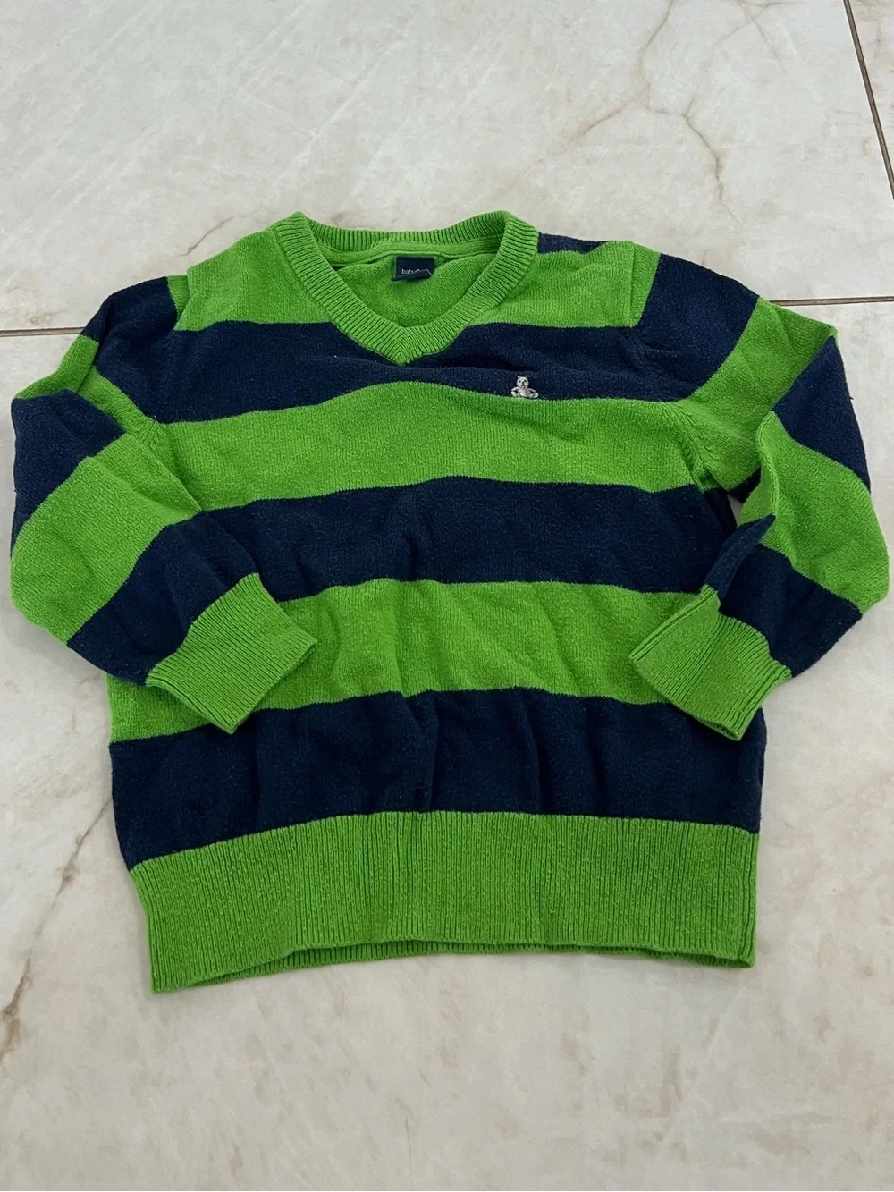 Gap Green & Blue Knit V-Neck Sweater Size 3 Years